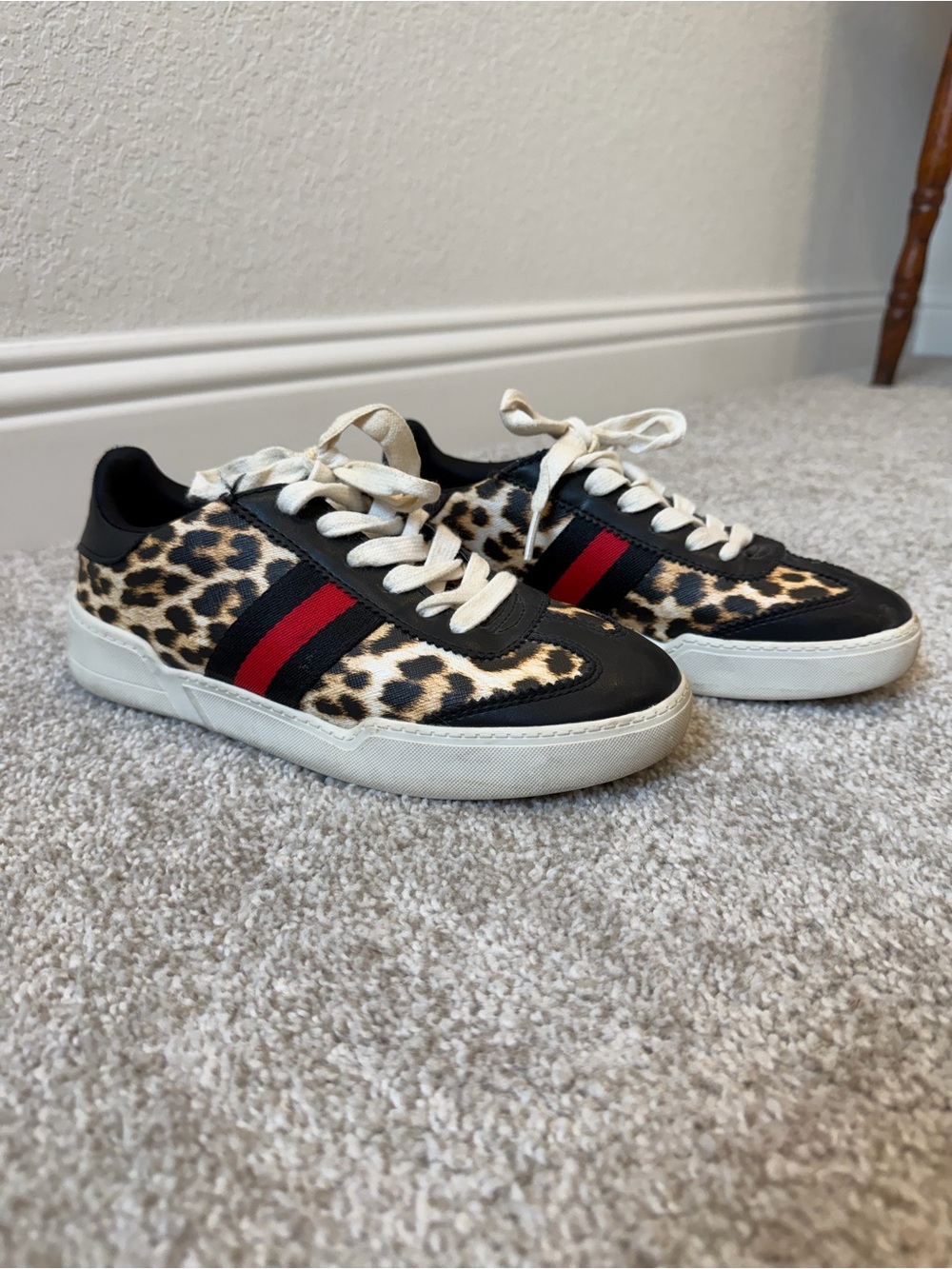 Madden Girl Leopard Print Low-Top Sneakers - size 6.5